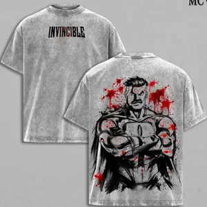 Omni-Man Washed Tee & Hoodie – Invincible Viltrumite Warrior Anime Graphic Double Printed T-Shirt, Menswear Heavy Cotton Unisex Oversize Streetwear Vintage Retro, Oversize Shirt, Vintage Outfit, y2k Styles LVW