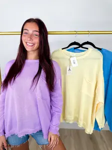 Easel Whisper Wrap Lightweight Long Sleeve Avery Mae Sweater Top - 3 colors!