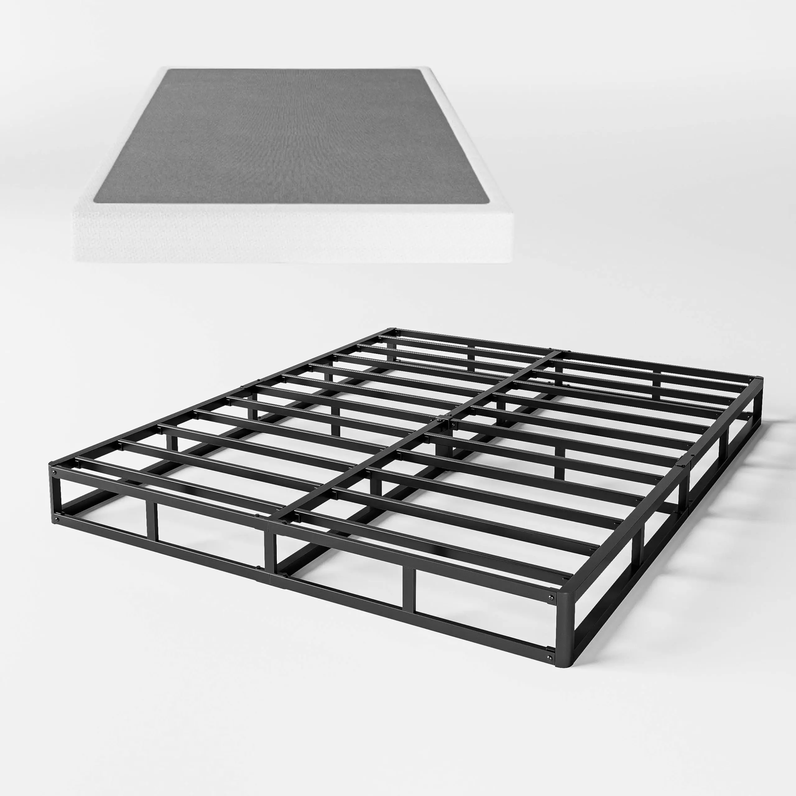 Aardhen Twin Full Queen King Size 7 Inch Box Spring & Low Profile Metal Platform/Bed Frame with Steel Slat Support/Quiet Noise-Free/Easy Assembly