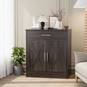 Walsunny Sideboard Buffet Cabinet, Barn Door&Coffee Bar Cabinet with Storage Drawer and Adjustable Shelf for kitchen, Living Room, Entryway