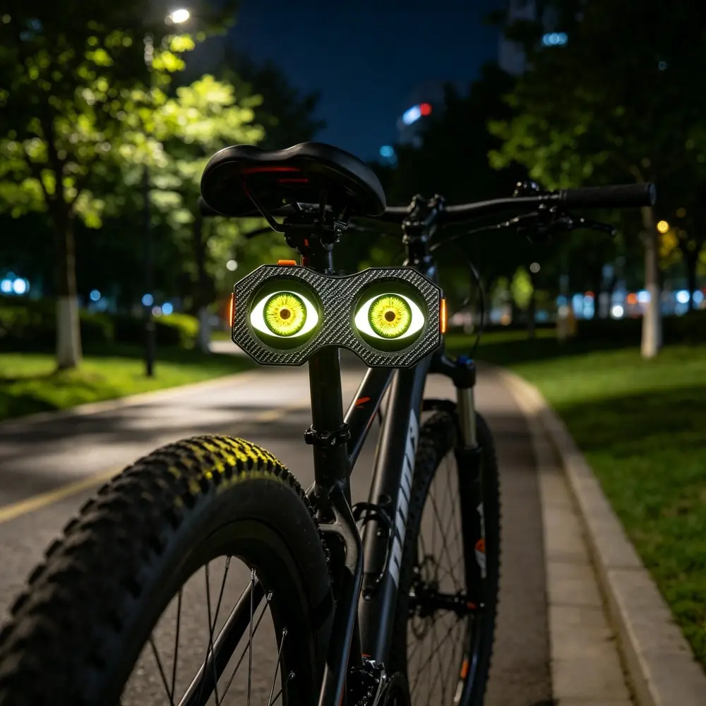 APP Controlled Devil Eye Bike Tail Light, Waterproof LED Warning Light for Motorcycle and E-Bike, Customizable Riding Safety Tail Lamp