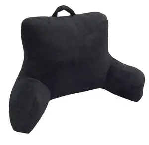 Micro Mink Plush Backrest Lounger Pillow, Rich Black Poly Micro Mink