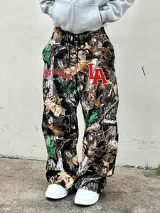 Men's Camouflage Print Plant Loose Knit Sweatpants, Casual Street Fashion Comfy Jogger Pants for Daily Wear, Men's Trousers for All Seasons