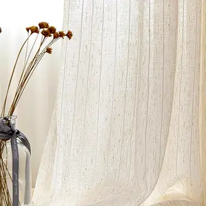 Solid Color Striped Pattern Curtain, 1 Count Japanese Style Simple Curtain, Heat Insulation & Sun Protection Curtain for Home Living Room Bedroom
