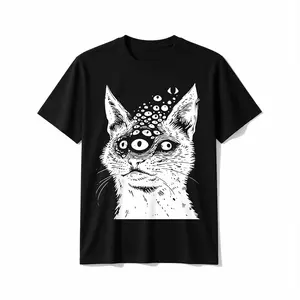 Weirdcore Cat Grunge Alt Harakuju Trippy Creepy Horror Goth T-Shirt