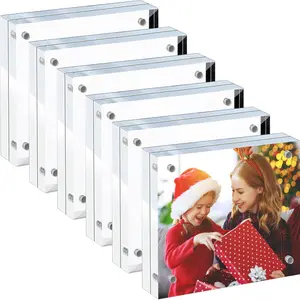 Acrylic Magnetic Picture Frame Transparent Durable Christmas Memorial Desktop Ornament, Ideal for Holiday Memorabilia Display