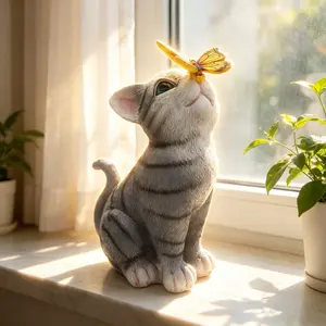 Solar Outdoor Cat Statue Lights, Yard, Garden, Lawn Decoration, Resin Crafts, Outdoor Accessories, Decorative Lighting, Landscape Lights, Outdoor Statues, Office, Indoor, Outdoor Animal Statue Lights Decoration. IP44