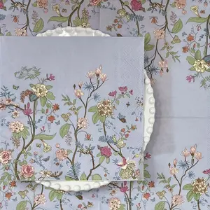 20pcs Vintage Wildflower Disposable Napkins for Parties, Weddings, Birthdays - 13x13 Inch, Perfect for Desserts & Celebrations