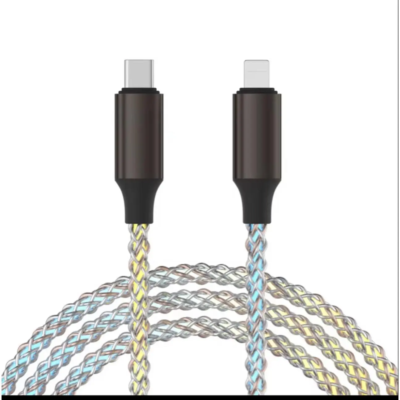 IOS Lightning to USB Charging Cable with LED Lights that Change Color for Enhanced Visibility and Style