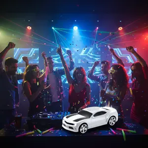 American Race Car Coupe Design Surround Sound Portable Wireless Speaker with LED Lights, FM Radio, Universal Cell Phone Compatible