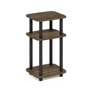 JUST Columbia Walnut Child-Safe Easy End Table - 3-Tier Storage, Open Shelf, Easy Assembly for Bedrooms, Small Spaces, Child-Safe End Tables, Easy End Tables