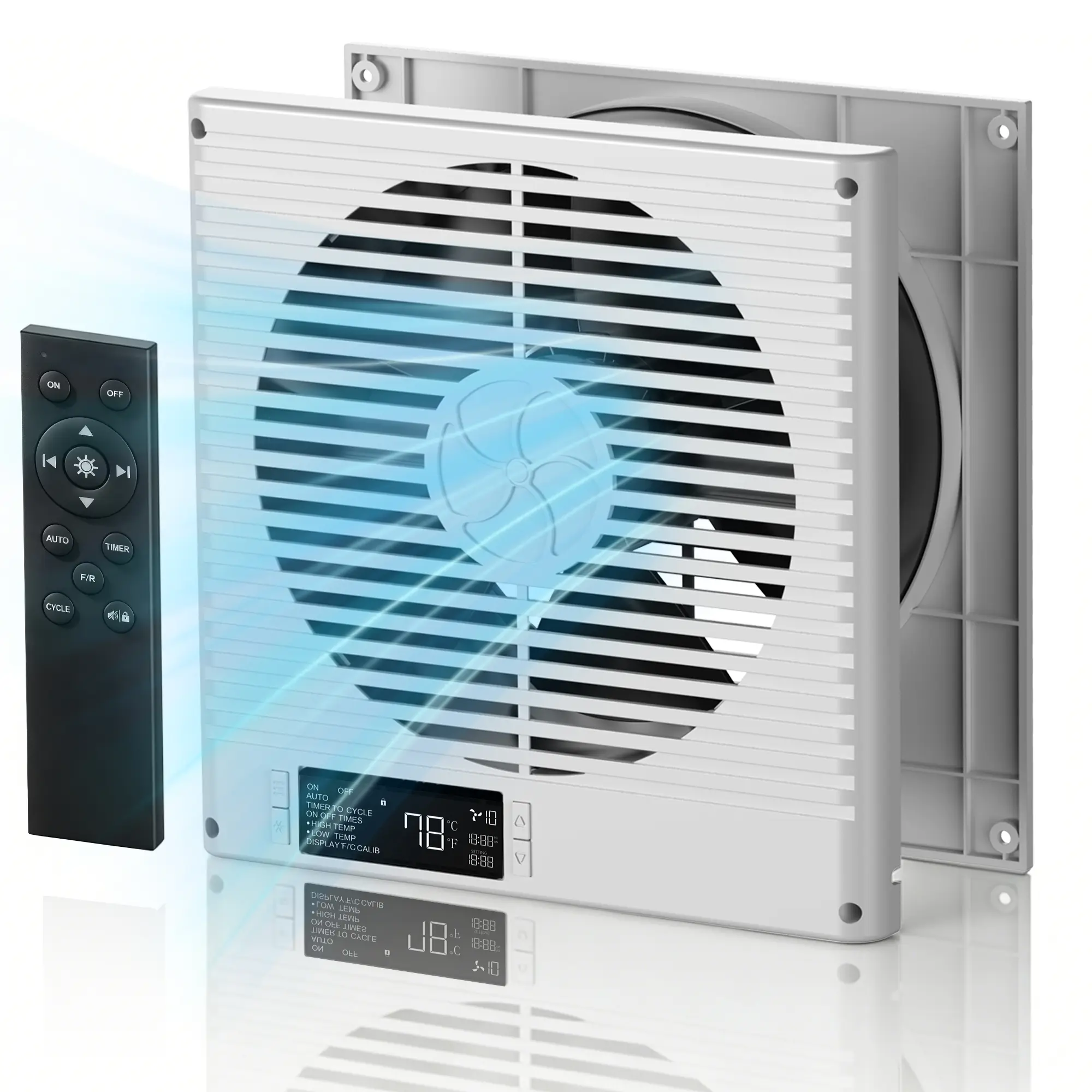 8" Room to Room Fan with Remote, 320 CFM Room to Room Air Transfer Fan, 10 Speeds Quiet DC Motor Through Wall Fan & Exhaust Fan for Bedroom, Laundry, Kitchen, Garage, ETL Certified