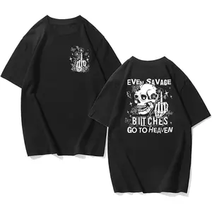 Even Savage Bitches Go To Heaven Shirt, Country Music T-shirt, Skeleton Skull Shirt, Funny Gift for Her