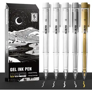 White Pen,  Pens &  Pen with 0.4mm, 0.5mm & 1.0mm Assorted Tips, Opaque Ink Pens for Black Paper, Journaling & DIY Crafts, Ideal Drawing Pens for Artists & Art Supplies, 5 Pack