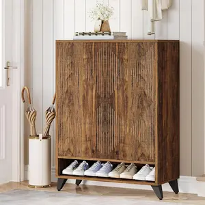 Tribesigns 6-Tier Shoe Cabinet With Doors for Entryway - Modern Wooden Organizer With Adjustable Shelves, Ideal for Living Room or Bedroom
