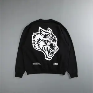 Darcsport Wolf Head Casual Loose Solid Color round Neck Men's Sweater