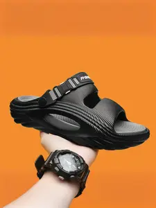 Future-Style Mech Sandals, Thick Sole Height Boost, Anti-Slip Durable Beach Shoes, Sporty Eva Material, All-Season Plain Design