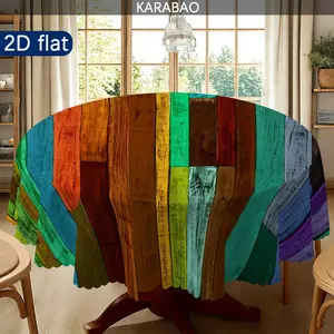 Rainbow Stripe Round Tablecloth, Colorful Fashion Home Decor, Suitable for Various Home Decor and Dining Table Settings, Outdoor Tablecloth, Picnic Accessory