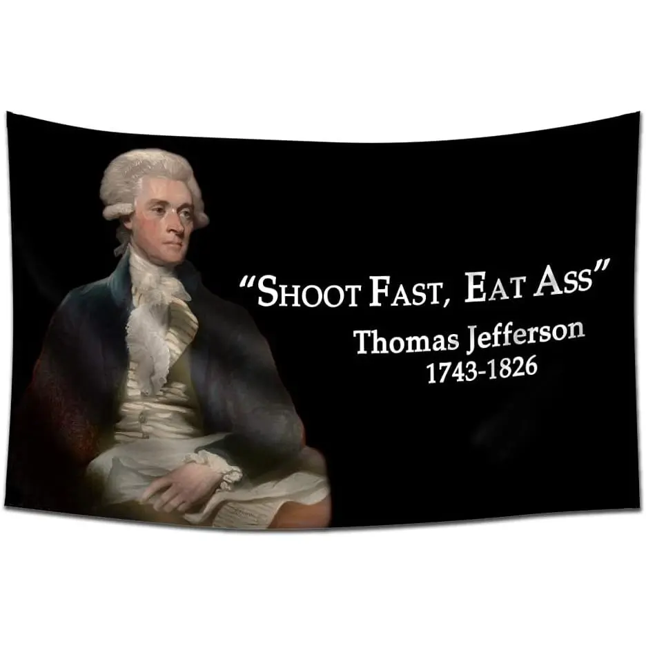 Funny Thomas Jefferson Historical Figure Synthetic Tapestry - 60x40in Lightweight Indoor/Outdoor Wall Art, Colorfast, Durable Print, Hand Wash Safe, Long-Lasting Collectible for Man Cave, Dorm Room Home Decor