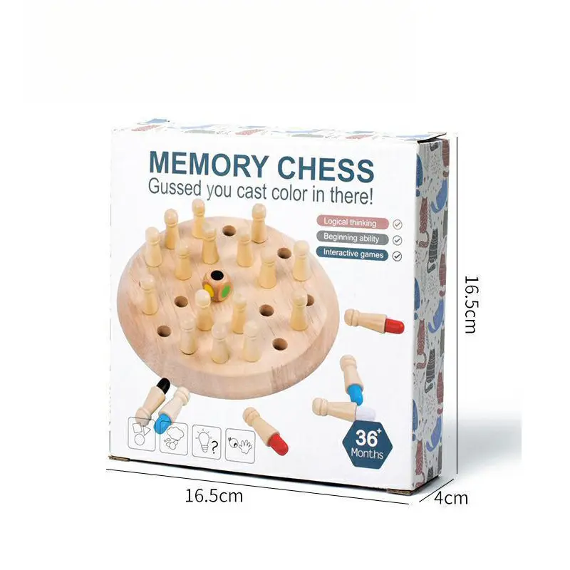 Educational Wooden Memory Chess Puzzle 17cm Diameter 4cm Height 36 Pieces Family Strategy Board Game for Brain Training & Holiday Gifting