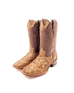 Cowboy Boot Light Brown Patchwork Piracucu Bass