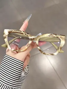 Unisex Fashionable Tortoiseshell Pattern Cat Eye Frame Eyeglasses, Stylish Trendy Eyewear, Trendy Casual Eyeglasses for Everyday Use, Fashion Accessories for Outdoor Activities