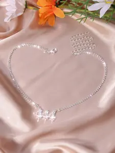 Women's Elegant Rhinestone Decorated Number 4 Pendant Necklace, Bling Necklace, Exquisite Trendy Pendant Necklace, Fashionable Jewelry As Gift for Women, Dainty Layering Jewelry, High End Necklace