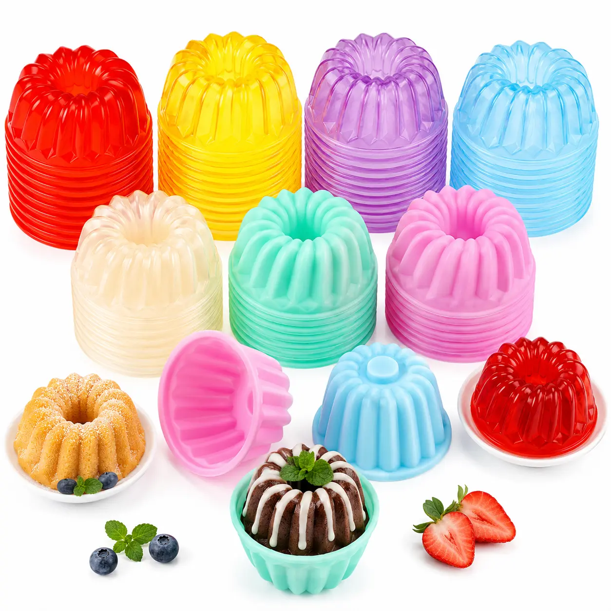 24-Piece Pumpkin-Shaped Silicone Baking Cups Set, 12 Small + 12 Large Non-Stick Reusable Cupcake Liners, Halloween Thanksgiving Dessert Molds, Jello & Muffin Cups (Food Grade, Assorted Colors)