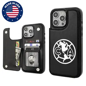 Club América Aesthetic Design Pattern Casing For  Iphone 17 16 15 14 13 12 Plus Pro Max Samsung 22 23 24 25 Flaunt Mobile Phone Case TPU Pu Leather Card Holder Drop Protection Shockproof Protector Anti-scratch Stylish Smartphone Cover Cellphone Protective