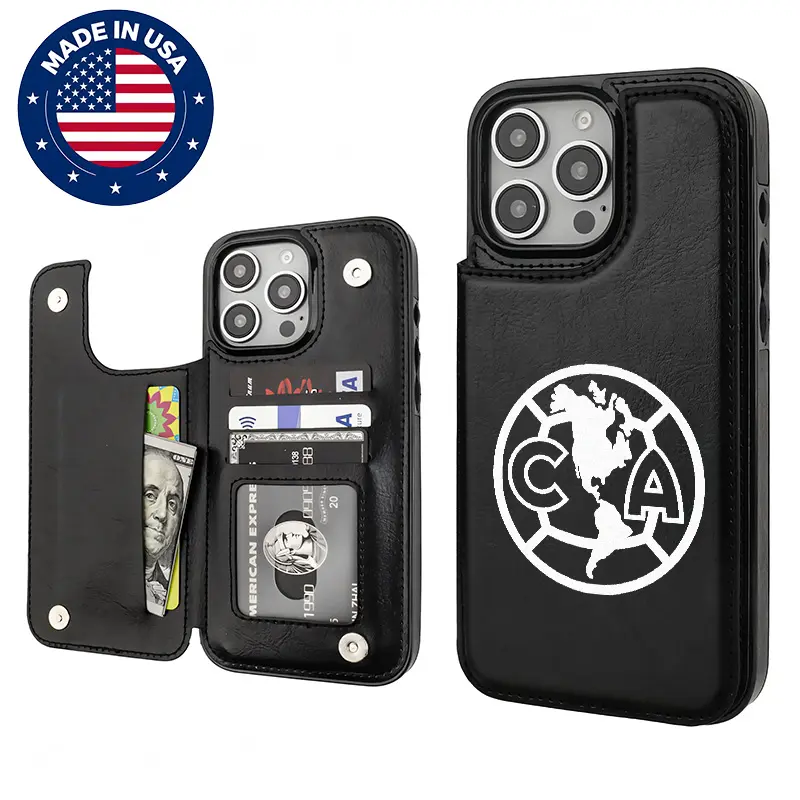 Customized Club América Aesthetic Pattern Protective Smartphone Case - TPU-PU Leather Cover with Cardholder, Drop Protection, Shockproof, Anti-Scratch, TPU+PC Blend Balances Tough and Soft for iPhone 16 Pro/17/15/14/13/12 Plus Pro Max, Samsung 22/23/24/25