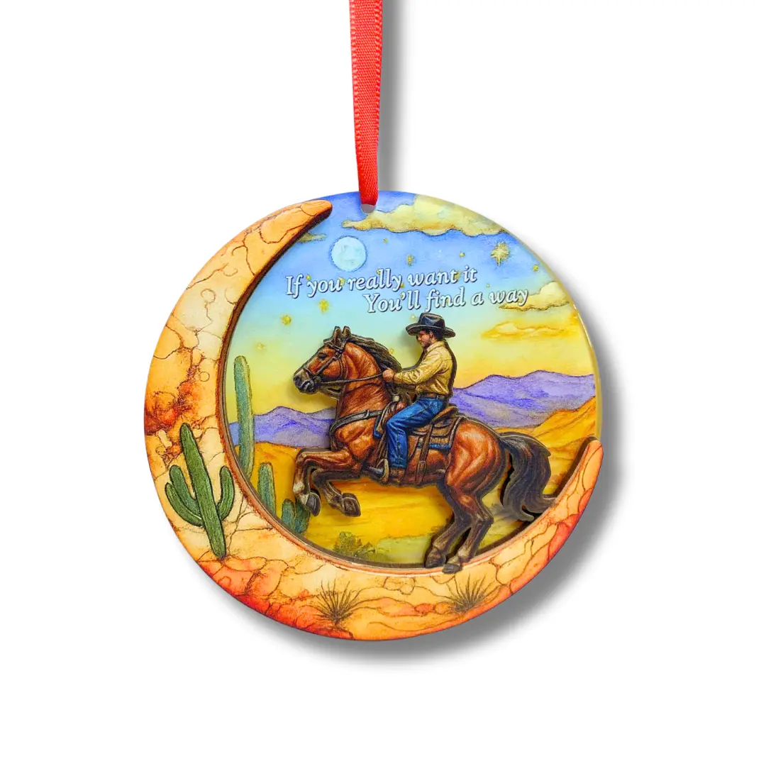 Cowboy Christmas Ornaments For Christmas Tree, Multi Layer Rustic Decor, Holiday Keepsake Gift For Cowboys, Cowgirls, Country Music Fans, Rodeo Lovers, Friends, and Families