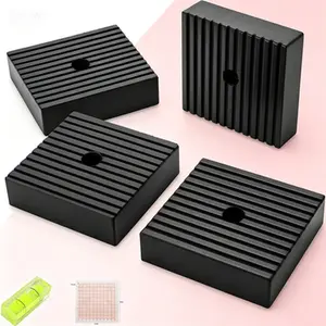 Solid Rubber Anti-Vibration Pads 4"x4"x1" 4 Pack – Noise Dampening and Slip-Resistant for Equipment Stability, Heavy-Duty Isolation Mounts for Machinery, Reusable Vibration Control Pads