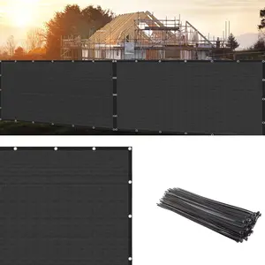 Black 6' x 15' Privacy Screen Fence Windscreen Mesh Shade Net Cover with 93% Blockage for Deck,, Backyard, Pool, Porch, Railing, Apartment - Zip Ties Included, Customized
