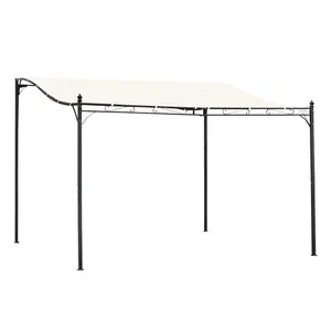 Outsunny 10' x 10' Steel Outdoor Pergola Gazebo, Patio Canopy with Weather-Resistant Fabric and Drainage Holes for Backyard, Deck, Garden, Gray