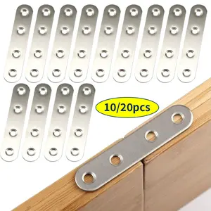 10/20pcs Flat Straight Brace Brackets, Sturdy Stainless Steel Bracket, Repair Fixing Brackets, Used for fixing and connecting furniture tables, chairs, and shelves