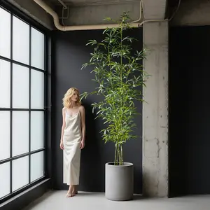 160-270cm Large Artificial Bamboo Plants Fake Palm Tree Plastic Bambusa Leaves Tropical Monstera Tree Branch Faux Willow Tree Leafs Tropical Palm Plants Artificial Boston Fern For Home Garden Shop Office Decor