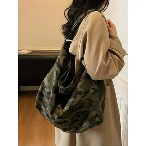 Large Canvas Vintage Camo Backpack | Unisex Spacious School Bag | Perfect for Travel Work Commute Shopping & Daily Use