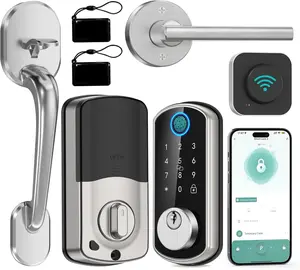 Smart WiFi Front Door Lock: Hornbill Keyless Entry Fingerprint Deadbolt with Handle Set Electronic Digital Keypad Door Locks APP Remote Control Alexa