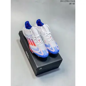 White and blue F50 PRO fashionable, durable, non-slip, comfortable, trendy, retro, lightweight training and sports soccer  Football shoes