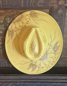 Mustard Sunflower Suede Burnt Hat