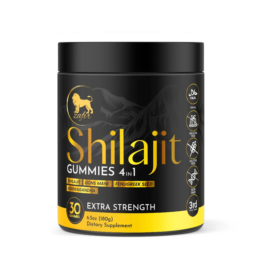 Shilajit Gummies Extra Strength 4-in-1 | Energy & Stamina Support | Himalayan Shilajit, Ashwagandha, Lion’s Mane, Fenugreek | 30 Gummies