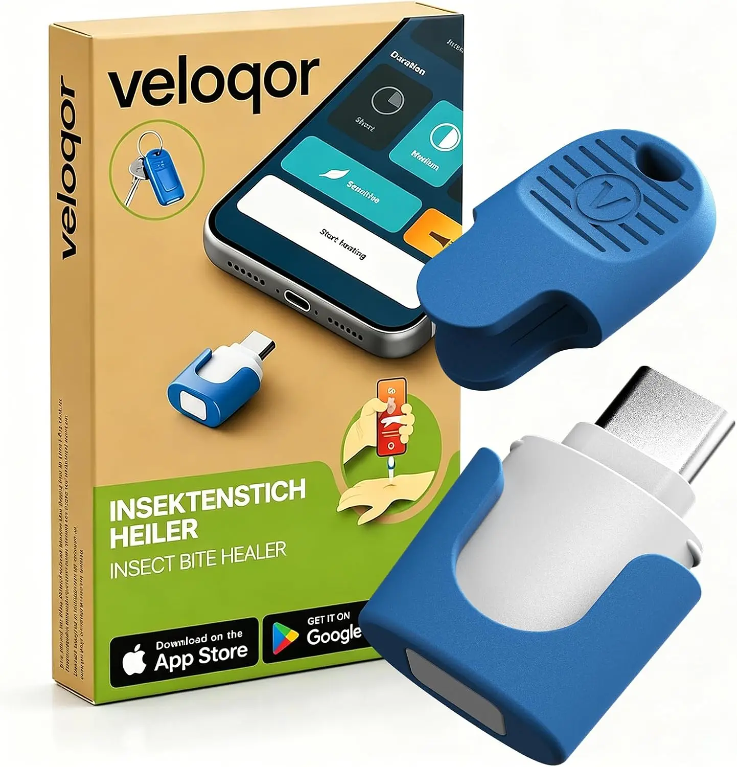 Smartphone-Powered Insect Bite Healer - Bug Bites from Itching & Pain just with Concentrated Heat, Chemical-Free, Summer Indoor & Outdoor Daily Essential (USB-C Port)