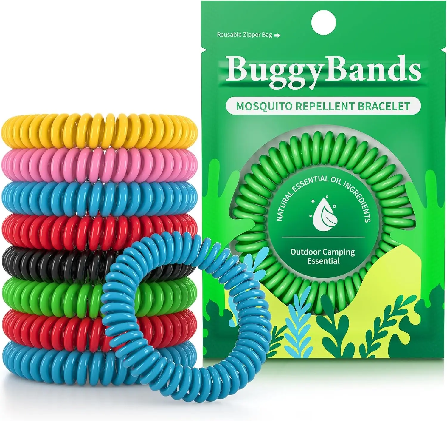48-Pack Natural Essential Oil Insect Repellent Bracelets, DEET-Free Anti-Mosquito Wristbands for Adults & Kids, Individually Wrapped Outdoor Mosquito Repellent Bands