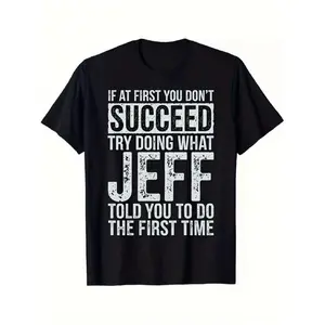 Men's Funny Jeff Beagle Inspired Motivational Quote T-Shirt - "If At First You Don't Succeed...", 180gsm Heavyweight, Soft Breathable Crew Neck Short Sleeve, Casual Streetwear for Daily Wear, Beach Crewneck Tshirt graphic tee