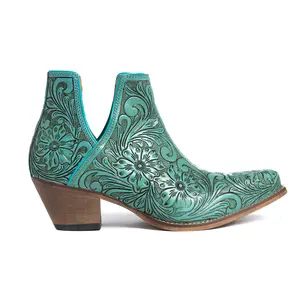 High Mesa Hand-tooled Booties in Turquoise High Mesa Hand-tooled Booties in Turquoise