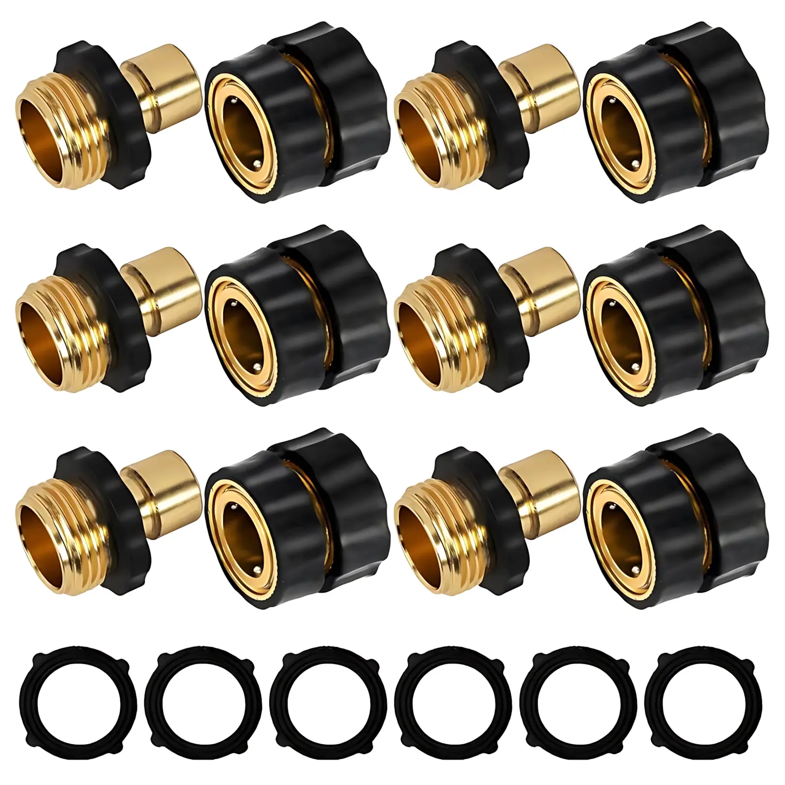1/3/4/6 Pack 3/4" Heavy-Duty Garden Hose Quick Connect Set – Leak-Free Swap for Watering  Car Wash