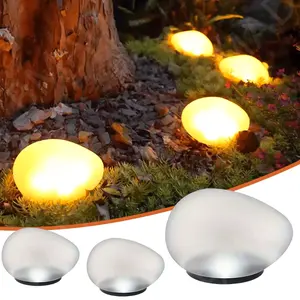 Solar Powered 4 LED Pebbles Lights Decorative Landscape Lighting Lamp Solar Pathway Lamp for Gardens Lawns Paths Pools And Holiday Decorations