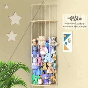 Adjustable-Height Plush Animal Toy Storage Rack, Cute Hanging Wall and Corner Animal Storage Rack for Living Room and Bedroom, Wall-Mounted Organizer, Wall Shelf Unit