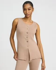 Express Novelty Button Knit Cutaway Vest