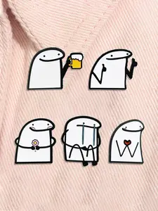 5pcs/set Cartoon Characters Flork Enamel Pins Funny Simple Spanish Figure Metal Brooches Lapel Backpack Badge Fashion Jewelry Accessories Gifts for Friends Durable Metal Pins